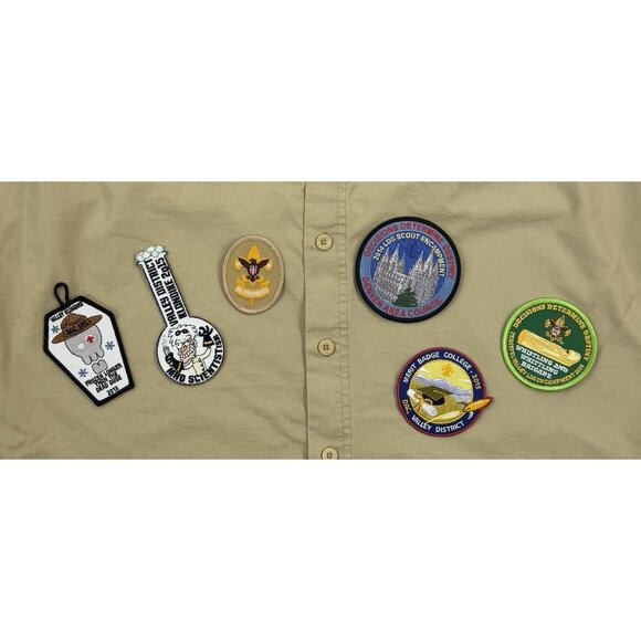 Boy Scouts Of America Mens Adult Size Large Official Uniform Shirt Extra Patches - Picture 15 of 16